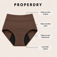 ProperDry Women's Leakproof Underwear – Absorbent & Reusable (Brown color)