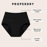 ProperDry Women's Leakproof Underwear – Absorbent & Reusable (Black Color)