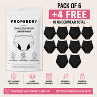ProperDry Women's Leakproof Underwear – Absorbent & Reusable (Black Color)