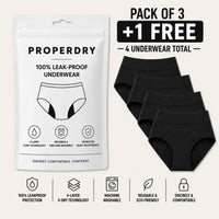 ProperDry Women's Leakproof Underwear – Absorbent & Reusable (Black Color)