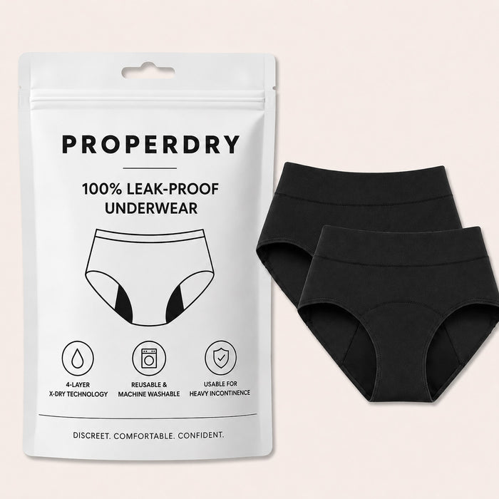 ProperDry Women's Leakproof Underwear – Absorbent & Reusable (Black Color)