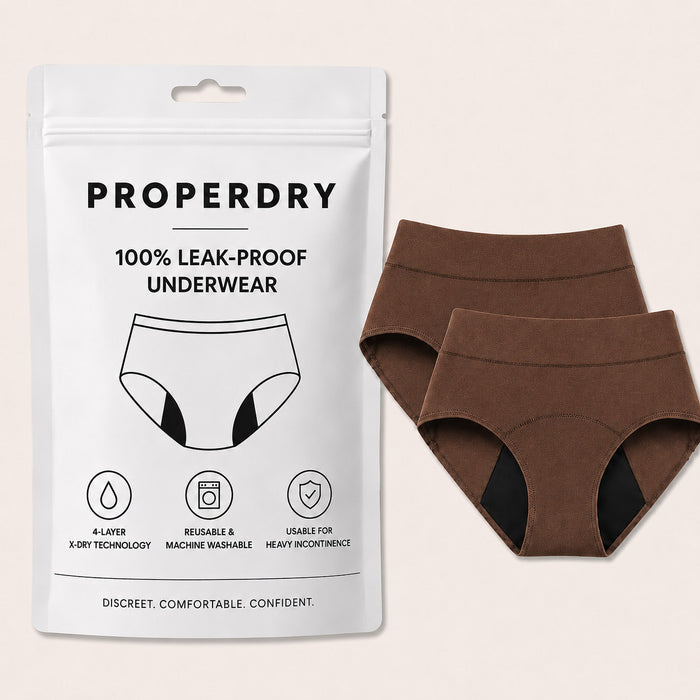 ProperDry Women's Leakproof Underwear – Absorbent & Reusable (Brown color)
